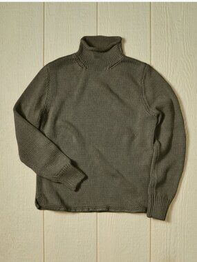 Quaker Marine Supply Roll Neck Cotton Knit Sweater Olive Green - Size XL